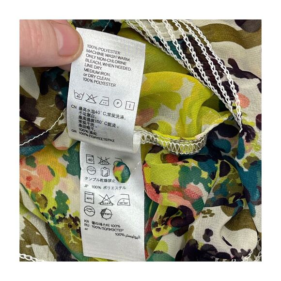 H&M Multicolor Floral Sheer Long Sleeve Blouse Women’s Size 4 - Picture 9 of 9